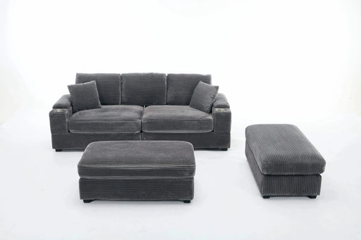 [VIDEO/New]Combination Modular Convertible Sectional Sofa Bed Set,Armrest storage, Stainless steel cup holder, USB, Upholstered Sofa, Deep Seat, Living Room, Loft, Apartment, Office, 2 Colors Default -DTYStore