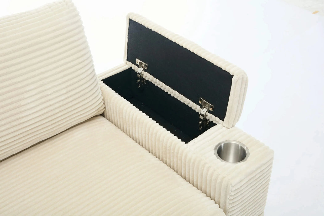 [VIDEO/New]Combination Modular Convertible Sectional Sofa Bed Set,Armrest storage, Stainless steel cup holder, USB, Upholstered Sofa, Deep Seat, Living Room, Loft, Apartment, Office, 2 Colors Default -DTYStore