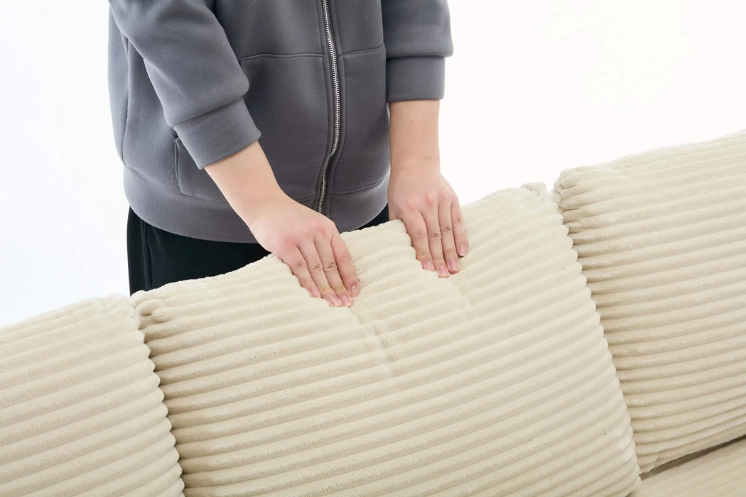 [VIDEO/New]Combination Modular Convertible Sectional Sofa Bed Set,Armrest storage, Stainless steel cup holder, USB, Upholstered Sofa, Deep Seat, Living Room, Loft, Apartment, Office, 2 Colors Default -DTYStore