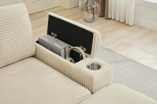 [VIDEO/New]Combination Modular Convertible Sectional Sofa Bed Set,Armrest storage, Stainless steel cup holder, USB, Upholstered Sofa, Deep Seat, Living Room, Loft, Apartment, Office, 2 Colors Default -DTYStore