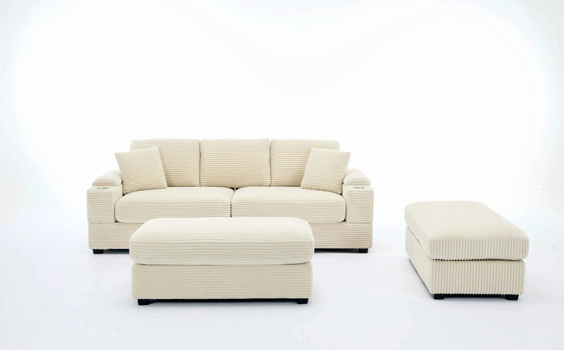 [VIDEO/New]Combination Modular Convertible Sectional Sofa Bed Set,Armrest storage, Stainless steel cup holder, USB, Upholstered Sofa, Deep Seat, Living Room, Loft, Apartment, Office, 2 Colors Default -DTYStore