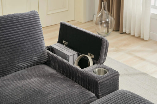 [VIDEO/New]Combination Modular Convertible Sectional Sofa Bed Set,Armrest storage, Stainless steel cup holder, USB, Upholstered Sofa, Deep Seat, Living Room, Loft, Apartment, Office, 2 Colors Default -DTYStore