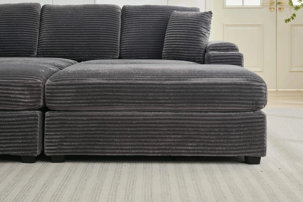 [VIDEO/New]Combination Modular Convertible Sectional Sofa Bed Set,Armrest storage, Stainless steel cup holder, USB, Upholstered Sofa, Deep Seat, Living Room, Loft, Apartment, Office, 2 Colors Default -DTYStore