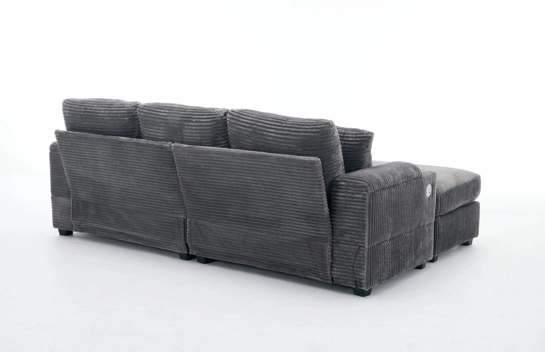 [VIDEO/New]Combination Modular Convertible Sectional Sofa Bed Set,Armrest storage, Stainless steel cup holder, USB, Upholstered Sofa, Deep Seat, Living Room, Loft, Apartment, Office, 2 Colors Default -DTYStore