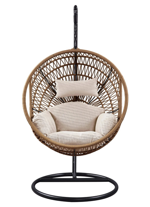 Vasant Beige Fabric & Rope Hanging Chair Default -DTYStore