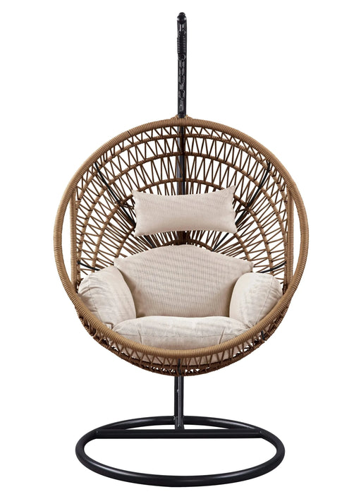 Vasant Beige Fabric & Rope Hanging Chair Default -DTYStore