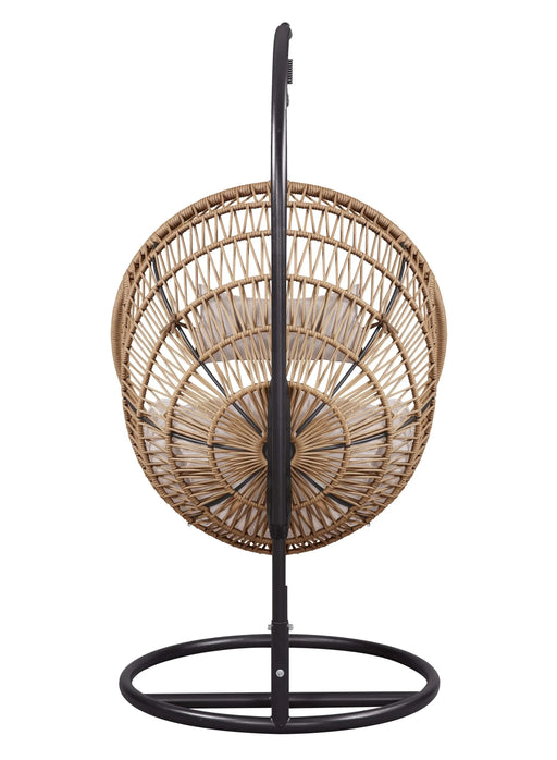 Vasant Beige Fabric & Rope Hanging Chair Default -DTYStore