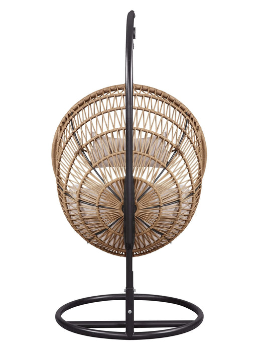 Vasant Beige Fabric & Rope Hanging Chair Default -DTYStore