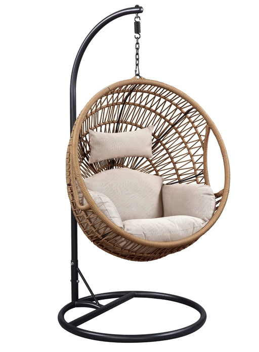 Vasant Beige Fabric & Rope Hanging Chair Default -DTYStore
