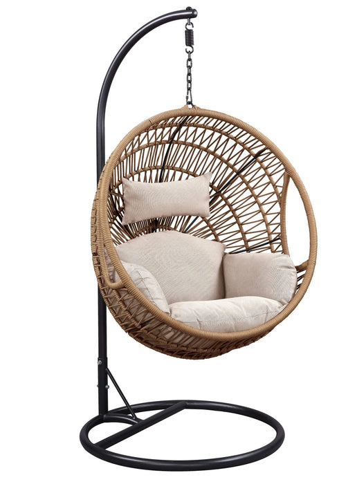 Vasant Beige Fabric & Rope Hanging Chair Default -DTYStore
