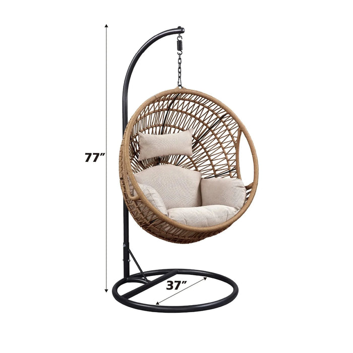 Vasant Beige Fabric & Rope Hanging Chair Default -DTYStore