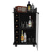 Vegas Bar Cart, Two Tier Cabinet With Glass Door, Six Cubbies For Liquor Default -DTYStore