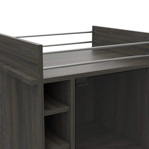 Vegas Bar Cart, Two Tier Cabinet With Glass Door, Six Cubbies For Liquor Default -DTYStore