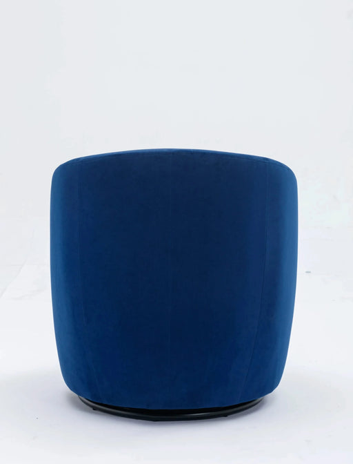 Velvet Fabric Swivel Accent Armchair Barrel Chair With Black Powder Coating Metal Ring,Blue Default -DTYStore