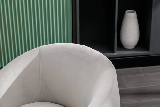 Velvet Fabric Swivel Accent Armchair Barrel Chair With Black Powder Coating Metal Ring,Gray Default -DTYStore