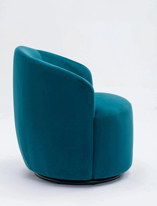 Velvet Fabric Swivel Accent Armchair Barrel Chair With Black Powder Coating Metal Ring,Teal Default -DTYStore