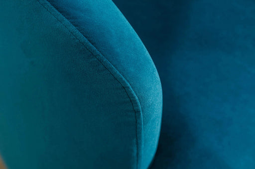 Velvet Fabric Swivel Accent Armchair Barrel Chair With Black Powder Coating Metal Ring,Teal Default -DTYStore