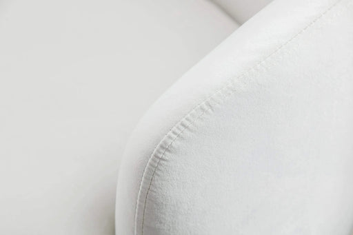 Velvet Fabric Swivel Accent Armchair Barrel Chair With Black Powder Coating Metal Ring,White Default -DTYStore