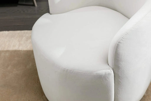 Velvet Fabric Swivel Accent Armchair Barrel Chair With Black Powder Coating Metal Ring,White Default -DTYStore