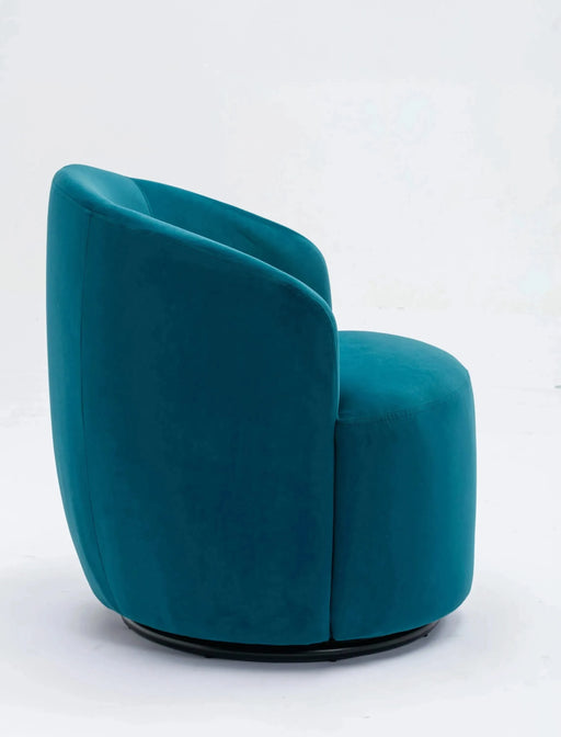 Velvet Fabric Swivel Accent Barrel Armchair with Black Powder Coated Metal Ring-DTYStore