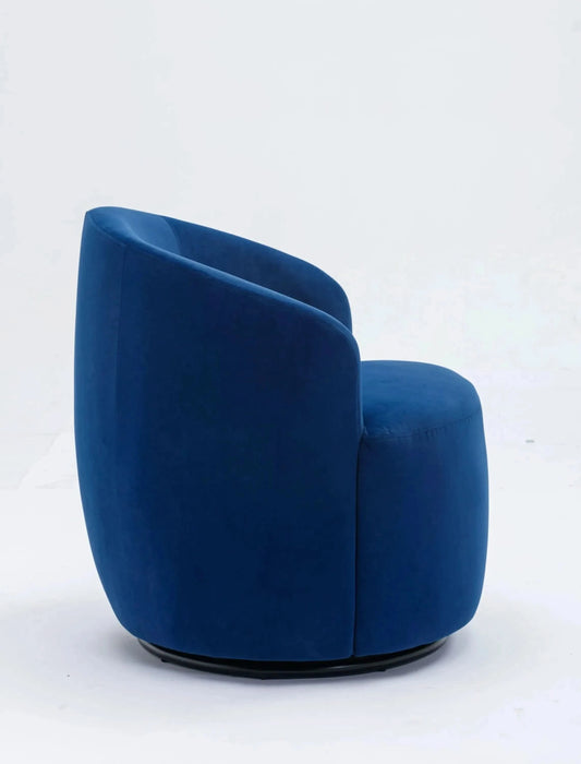 Velvet Fabric Swivel Accent Barrel Armchair with Black Powder Coated Metal Ring-DTYStore