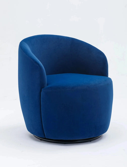 Velvet Fabric Swivel Accent Barrel Armchair with Black Powder Coated Metal Ring-DTYStore