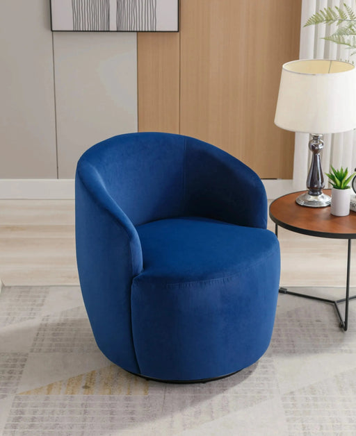 Velvet Fabric Swivel Accent Barrel Armchair with Black Powder Coated Metal Ring-DTYStore