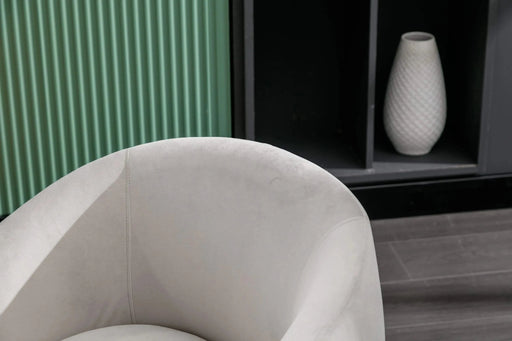 Velvet Fabric Swivel Accent Barrel Armchair with Black Powder Coated Metal Ring-DTYStore