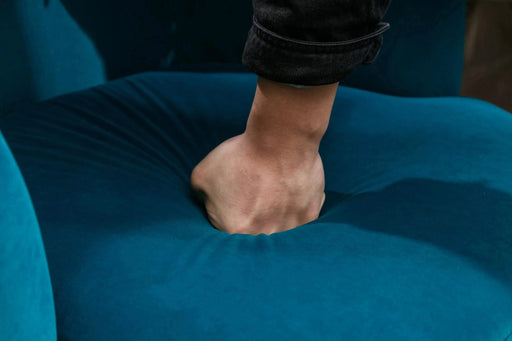 Velvet Fabric Swivel Accent Barrel Armchair with Black Powder Coated Metal Ring-DTYStore