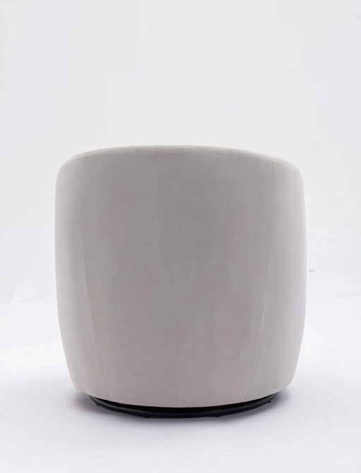 Velvet Fabric Swivel Accent Barrel Armchair with Black Powder Coated Metal Ring-DTYStore