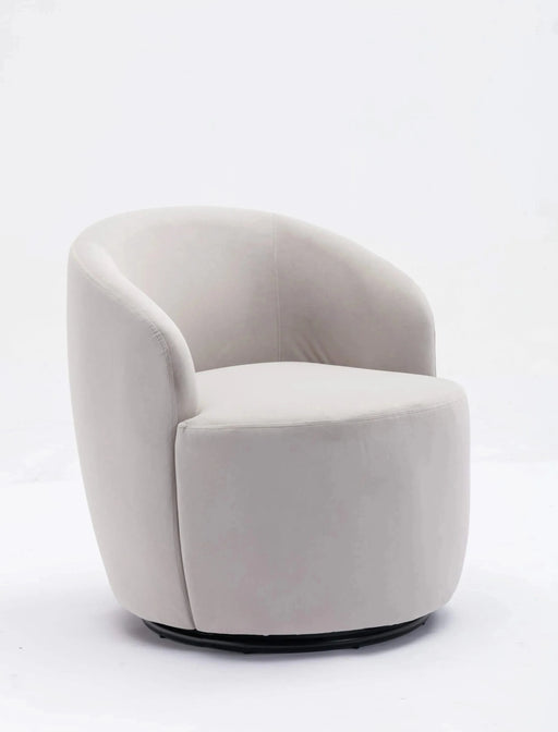 Velvet Fabric Swivel Accent Barrel Armchair with Black Powder Coated Metal Ring-DTYStore