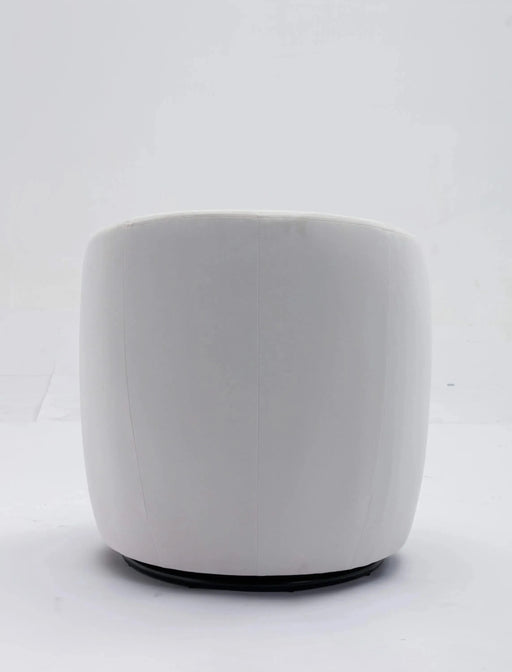 Velvet Fabric Swivel Accent Barrel Armchair with Black Powder Coated Metal Ring-DTYStore