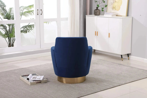Velvet Swivel Barrel Chair, Swivel Accent Chairs Armchair for Living Room, Reading Chairs for Bedroom Comfy, Round Barrel Chairs with Gold Stainless Steel Base-DTYStore