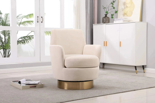 Velvet Swivel Barrel Chair, Swivel Accent Chairs Armchair for Living Room, Reading Chairs for Bedroom Comfy, Round Barrel Chairs with Gold Stainless Steel Base-DTYStore