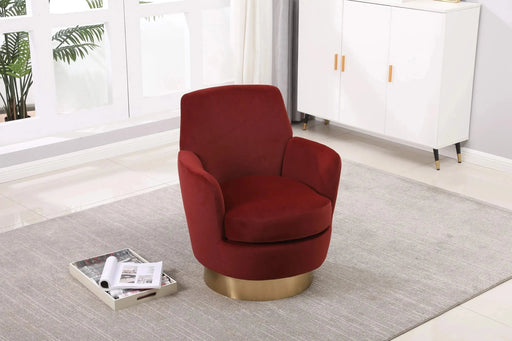 Velvet Swivel Barrel Chair, Swivel Accent Chairs Armchair for Living Room, Reading Chairs for Bedroom Comfy, Round Barrel Chairs with Gold Stainless Steel Base-DTYStore