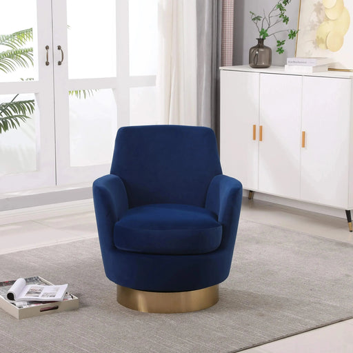 Velvet Swivel Barrel Chair, Swivel Accent Chairs Armchair for Living Room, Reading Chairs for Bedroom Comfy, Round Barrel Chairs with Gold Stainless Steel Base-DTYStore