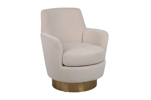 Velvet Swivel Barrel Chair, Swivel Accent Chairs Armchair for Living Room, Reading Chairs for Bedroom Comfy, Round Barrel Chairs with Gold Stainless Steel Base (Beige) Default -DTYStore