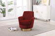 Velvet Swivel Barrel Chair, Swivel Accent Chairs Armchair for Living Room, Reading Chairs for Bedroom Comfy, Round Barrel Chairs with Gold Stainless Steel Base (Brownish red) Default -DTYStore