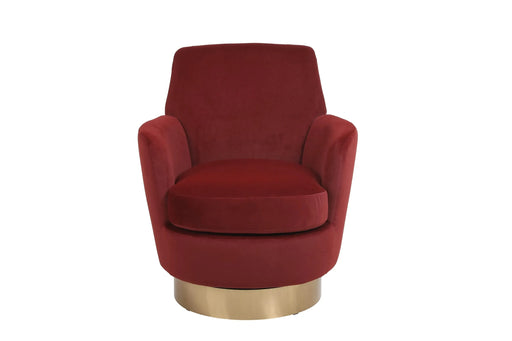 Velvet Swivel Barrel Chair, Swivel Accent Chairs Armchair for Living Room, Reading Chairs for Bedroom Comfy, Round Barrel Chairs with Gold Stainless Steel Base (Brownish red) Default -DTYStore