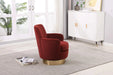 Velvet Swivel Barrel Chair, Swivel Accent Chairs Armchair for Living Room, Reading Chairs for Bedroom Comfy, Round Barrel Chairs with Gold Stainless Steel Base (Brownish red) Default -DTYStore