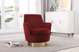 Velvet Swivel Barrel Chair, Swivel Accent Chairs Armchair for Living Room, Reading Chairs for Bedroom Comfy, Round Barrel Chairs with Gold Stainless Steel Base (Brownish red) Default -DTYStore