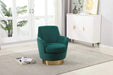 Velvet Swivel Barrel Chair, Swivel Accent Chairs Armchair for Living Room, Reading Chairs for Bedroom Comfy, Round Barrel Chairs with Gold Stainless Steel Base (Emerald) Default -DTYStore