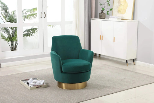Velvet Swivel Barrel Chair, Swivel Accent Chairs Armchair for Living Room, Reading Chairs for Bedroom Comfy, Round Barrel Chairs with Gold Stainless Steel Base (Emerald) Default -DTYStore
