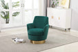 Velvet Swivel Barrel Chair, Swivel Accent Chairs Armchair for Living Room, Reading Chairs for Bedroom Comfy, Round Barrel Chairs with Gold Stainless Steel Base (Emerald) Default -DTYStore