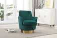 Velvet Swivel Barrel Chair, Swivel Accent Chairs Armchair for Living Room, Reading Chairs for Bedroom Comfy, Round Barrel Chairs with Gold Stainless Steel Base (Emerald) Default -DTYStore