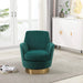 Velvet Swivel Barrel Chair, Swivel Accent Chairs Armchair for Living Room, Reading Chairs for Bedroom Comfy, Round Barrel Chairs with Gold Stainless Steel Base (Emerald) Default -DTYStore
