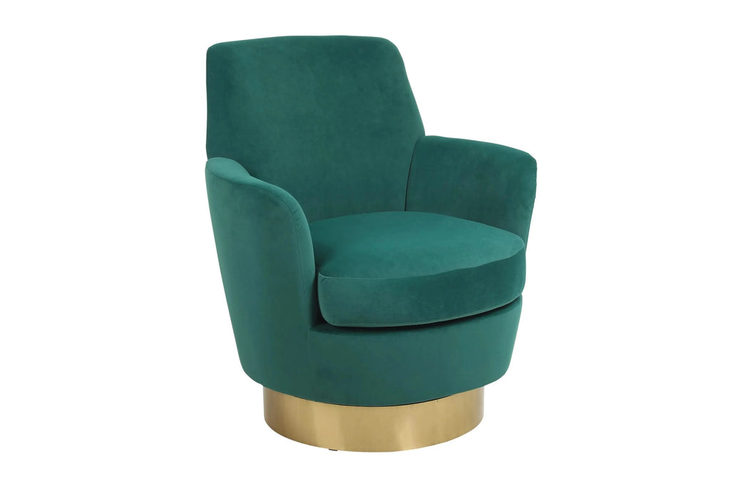 Velvet Swivel Barrel Chair, Swivel Accent Chairs Armchair for Living Room, Reading Chairs for Bedroom Comfy, Round Barrel Chairs with Gold Stainless Steel Base (Emerald) Default -DTYStore