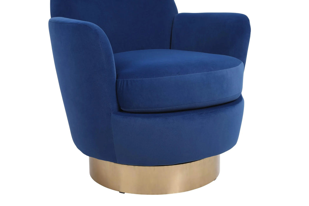 Velvet Swivel Barrel Chair, Swivel Accent Chairs Armchair for Living Room, Reading Chairs for Bedroom Comfy, Round Barrel Chairs with Gold Stainless Steel Base (Navy) Default -DTYStore