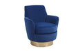 Velvet Swivel Barrel Chair, Swivel Accent Chairs Armchair for Living Room, Reading Chairs for Bedroom Comfy, Round Barrel Chairs with Gold Stainless Steel Base (Navy) Default -DTYStore