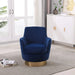 Velvet Swivel Barrel Chair, Swivel Accent Chairs Armchair for Living Room, Reading Chairs for Bedroom Comfy, Round Barrel Chairs with Gold Stainless Steel Base (Navy) Default -DTYStore